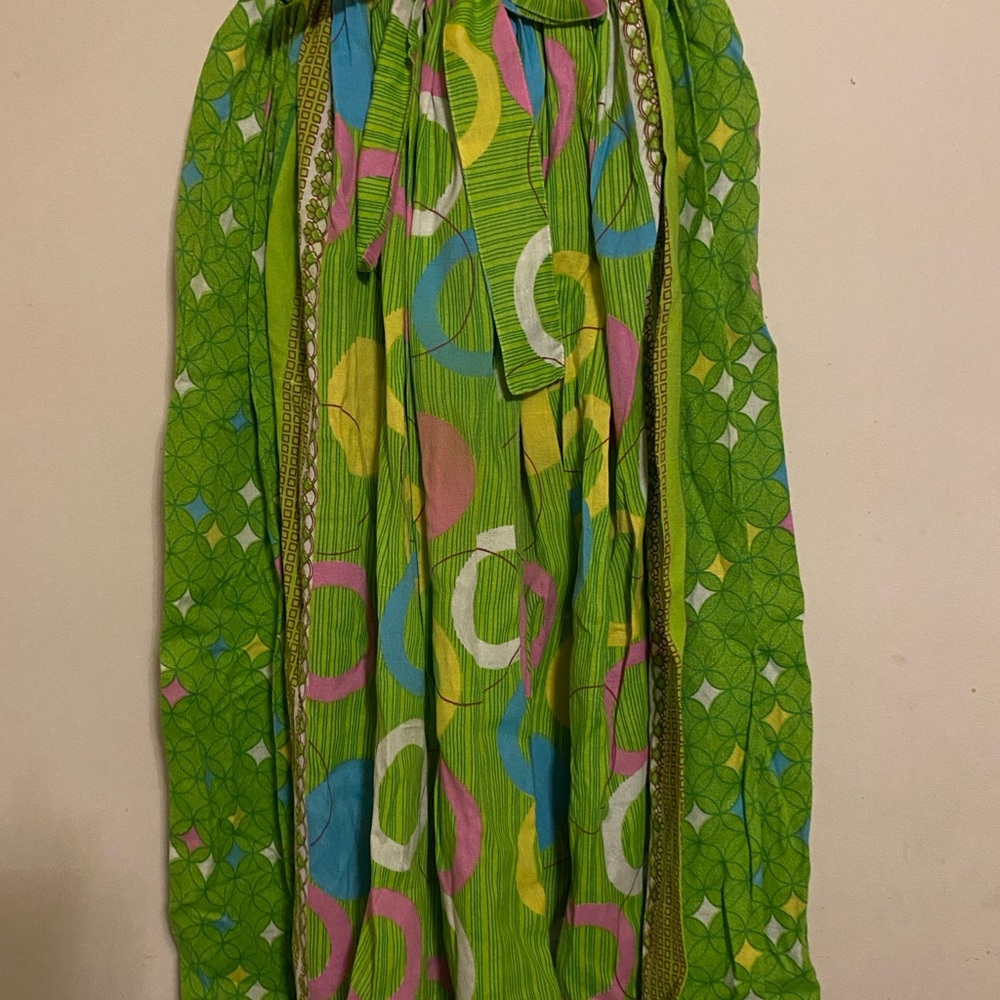 Vibrant Green Wide Leg Pants and Matching Head Wrap